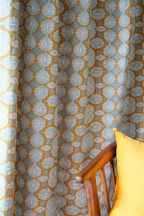 COTTON FABRIC AND CURTAINS Dve Cotton Fabric And Curtains (Grey/Amber)