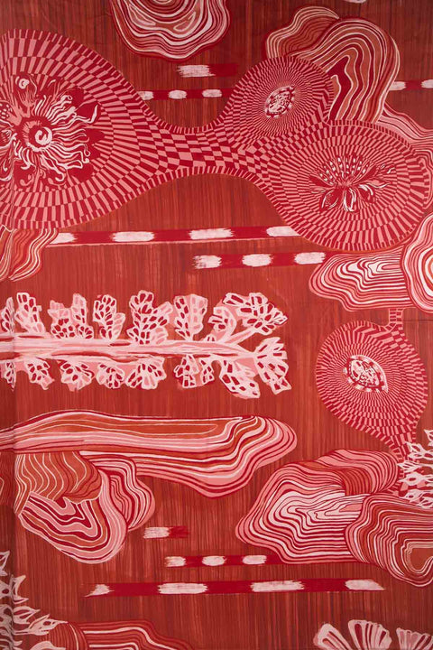 PRINT & PATTERN UPHOLSTERY FABRICS Earth Core Terra Red Printed Upholstery Fabric