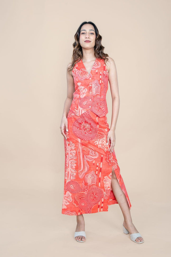 BOTTOMS Earth Core Midi Skirt (Living Coral)