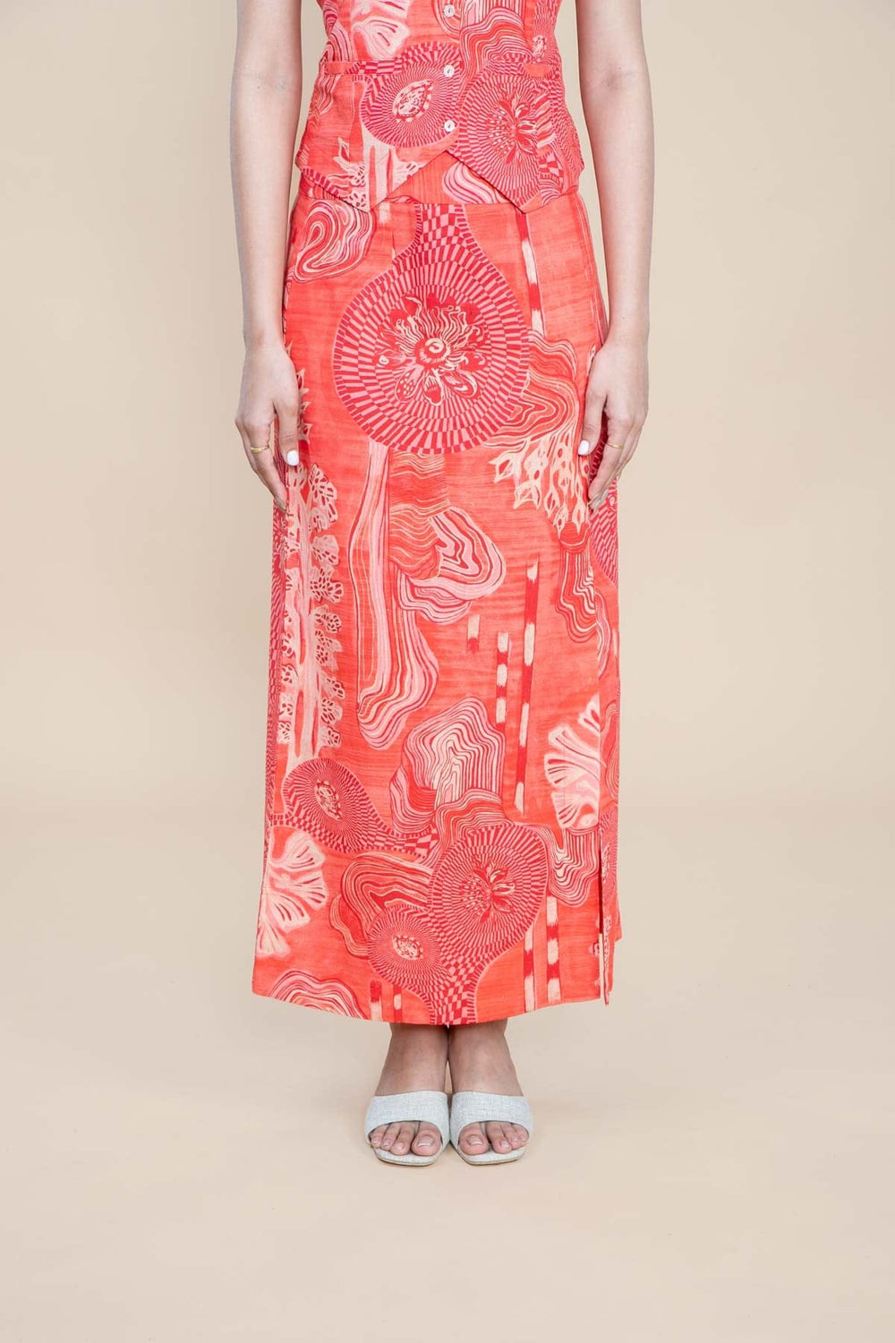 BOTTOMS Earth Core Midi Skirt (Living Coral)