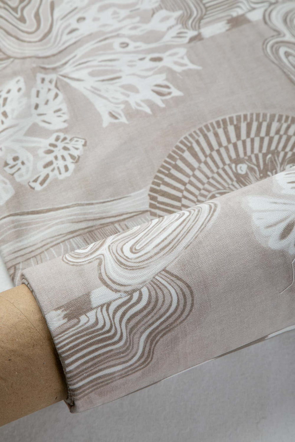 PRINT & PATTERN UPHOLSTERY FABRICS Earth Core Taupe Printed Upholstery Fabric
