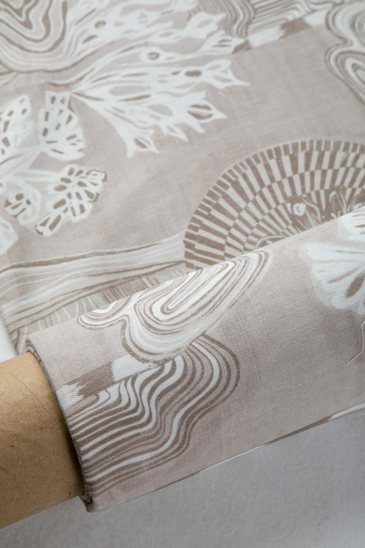 PRINT & PATTERN UPHOLSTERY FABRICS Earth Core Taupe Printed Upholstery Fabric