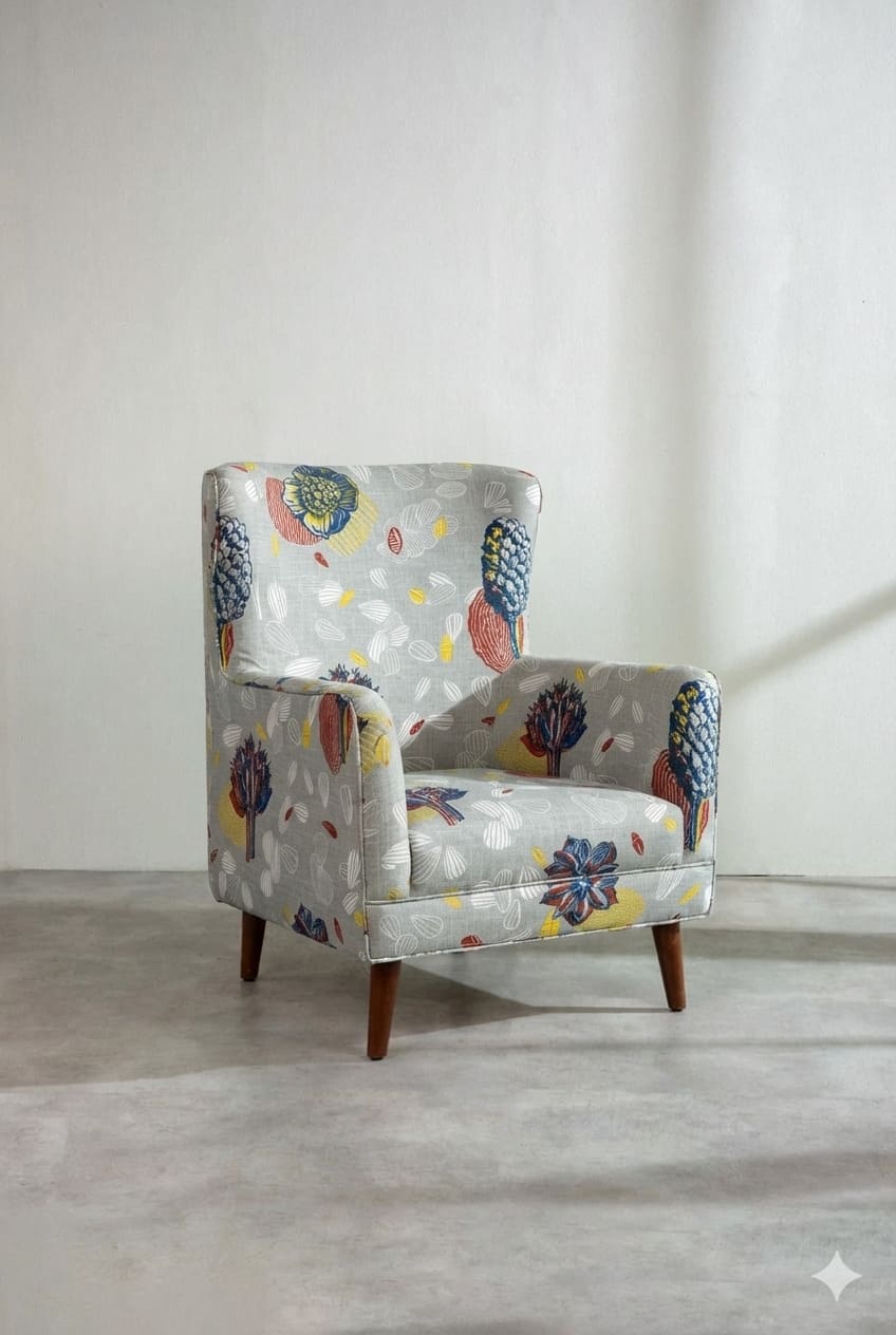PRINT & PATTERN UPHOLSTERY FABRICS Elae Printed Upholstery Fabric (Grey)