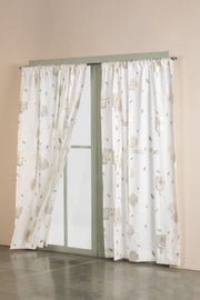 PRINT & PATTERN SHEER FABRICS Elae White And Gold Sheer Fabric And Curtains