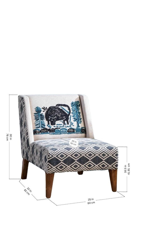 ARMCHAIRS & ACCENTS Embroidered Hidden Bull Box Office Chair