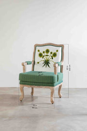 ARMCHAIRS & ACCENTS Embroidered Sativa French Bergere Teak Wood Armchair