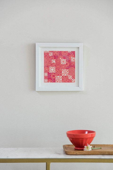 WALL ACCENTS Ethnic Geo Azul Wall Art (Pink And Red)