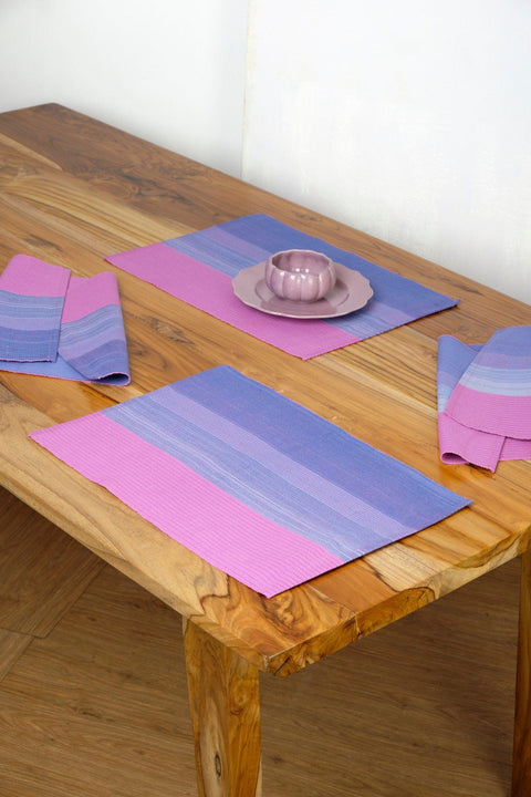 TABLE MATS Even Tide Blue And Pink Table Mat (Set Of 4)