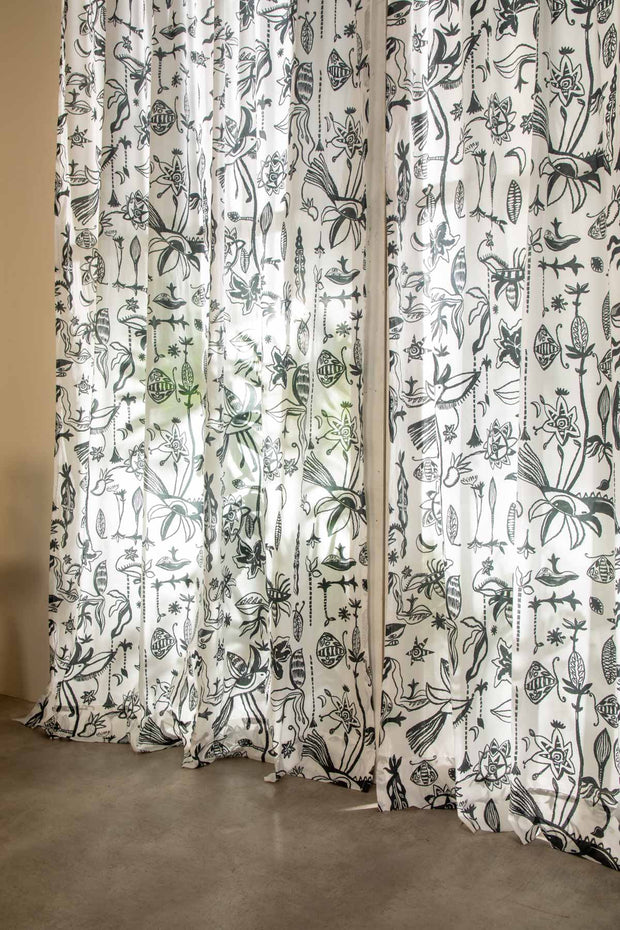 CURTAINS Eye In the Sky Charcoal Sheer Curtain