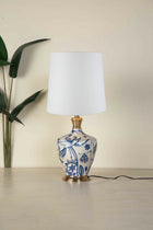 Eye In The Sky Off White Table Lamp with Solid Taper Lampshade (Off White)