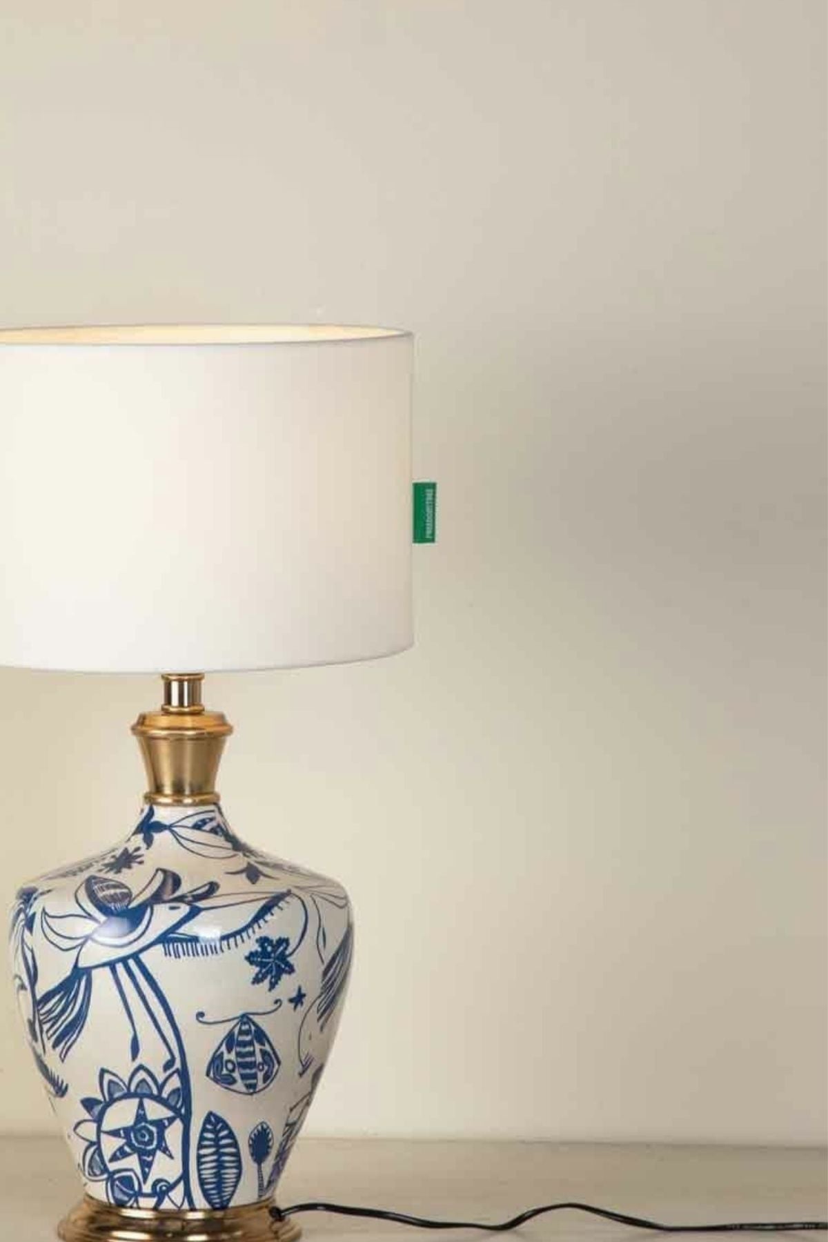 Eye In The Sky Off White Table Lamp with Solid Drum Lampshade (Off White)