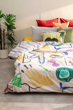 Face To Face Multi Muted Duvet Cover