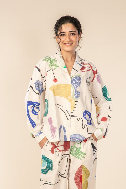 TOPS Face To Face Boxy Shirt (Multi Muted)