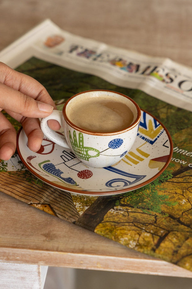 MUGS & CUPS Face To Face Ceramic Baga Tea Cup (Set Of 2)