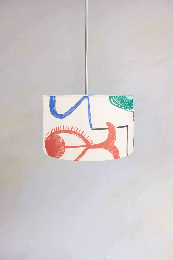 LAMPSHADES Face To Face Extra Large Drum Lampshade (Multi-Colored)