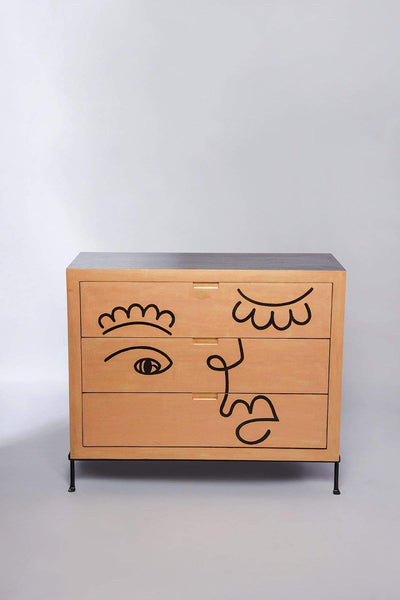 CHEST OF DRAWERS Face To Face Gold Chest Of Drawers