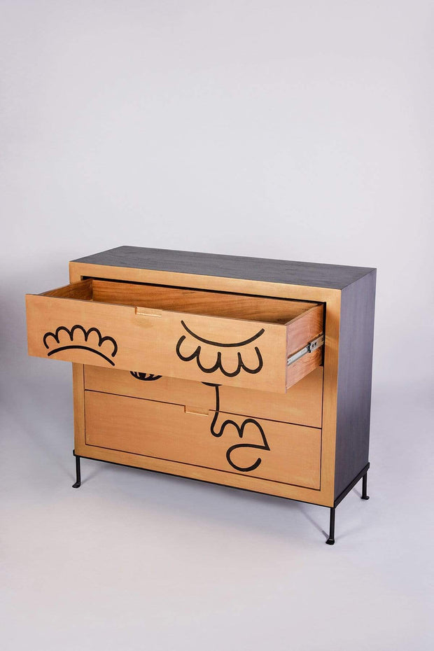 CHEST OF DRAWERS Face To Face Gold Chest Of Drawers