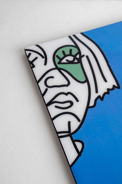 TRIVETS & COASTERS Faces Aqua Blue Trivet