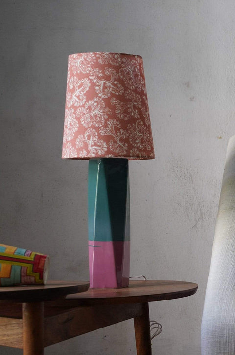 FACET TABLE LAMP (PEACOCK GREEN/PINK)