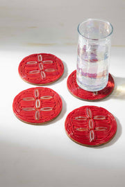 TRIVETS & COASTERS Festive Block Red Mix Coaster (Set Of 4)