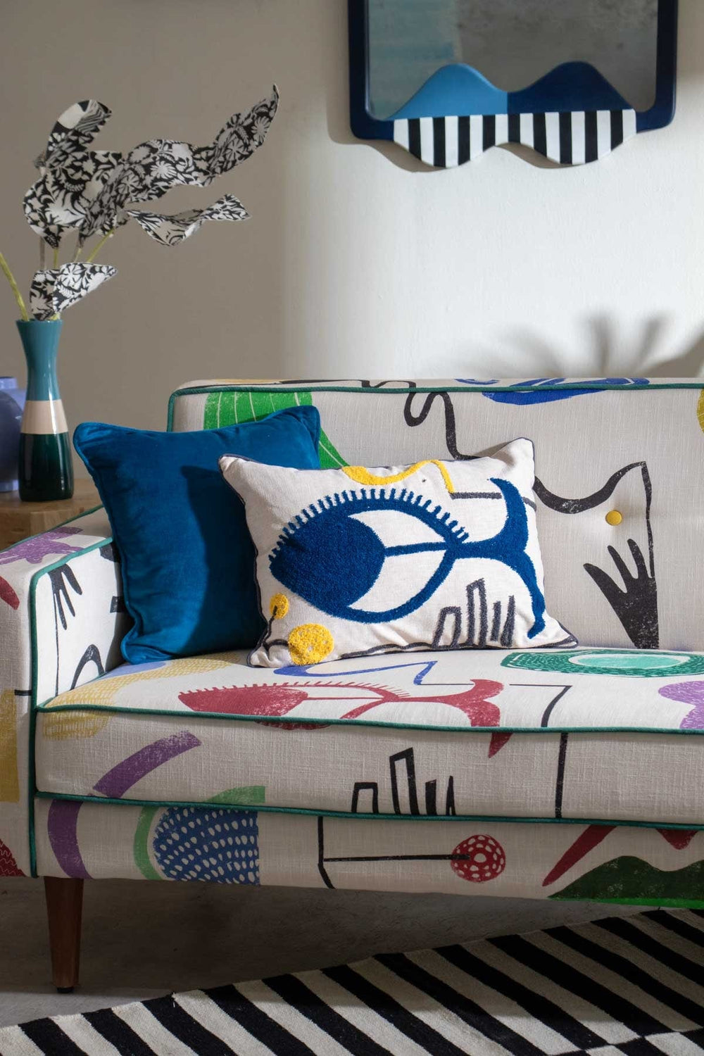 Fish Eye Multi Muted Cushion Cover (36 Cm X 50 Cm)