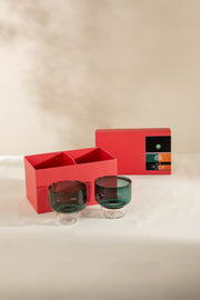 DRINKING GLASSES Flare Teal Cocktail Glasses (Set Of 2)