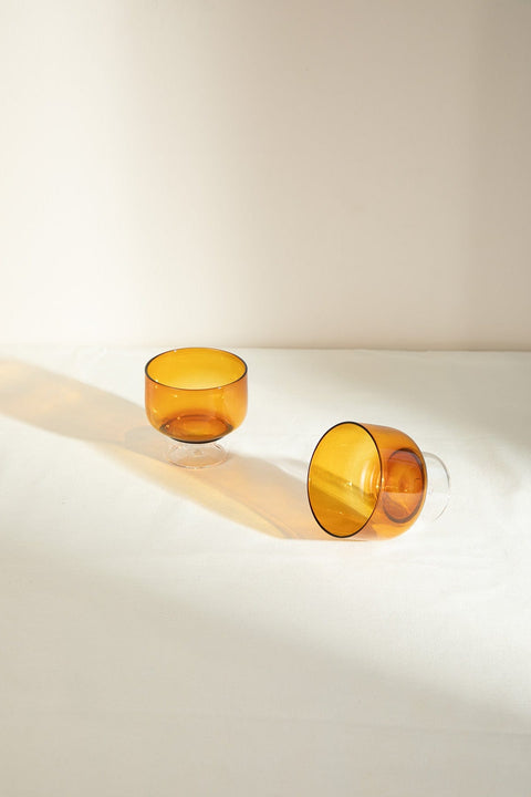 DRINKING GLASSES Flare Amber Cocktail Glasses (Set Of 2)