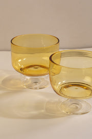 DRINKING GLASSES Flare Yellow Cocktail Glass (Set Of 2)