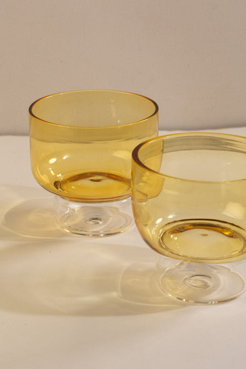 DRINKING GLASSES Flare Yellow Cocktail Glass (Set Of 2)