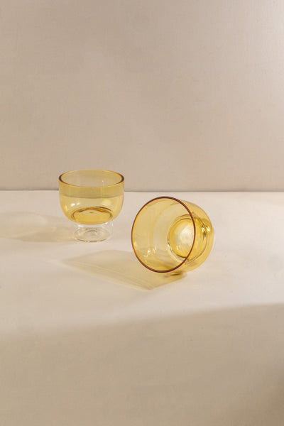 DRINKING GLASSES Flare Yellow Cocktail Glass (Set Of 2)