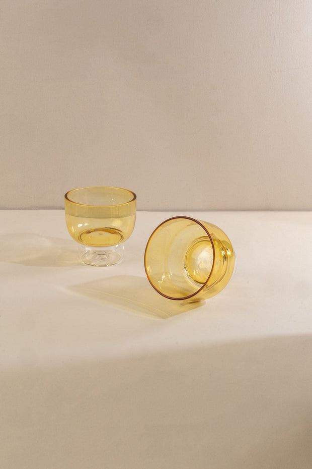 DRINKING GLASSES Flare Yellow Cocktail Glass (Set Of 2)