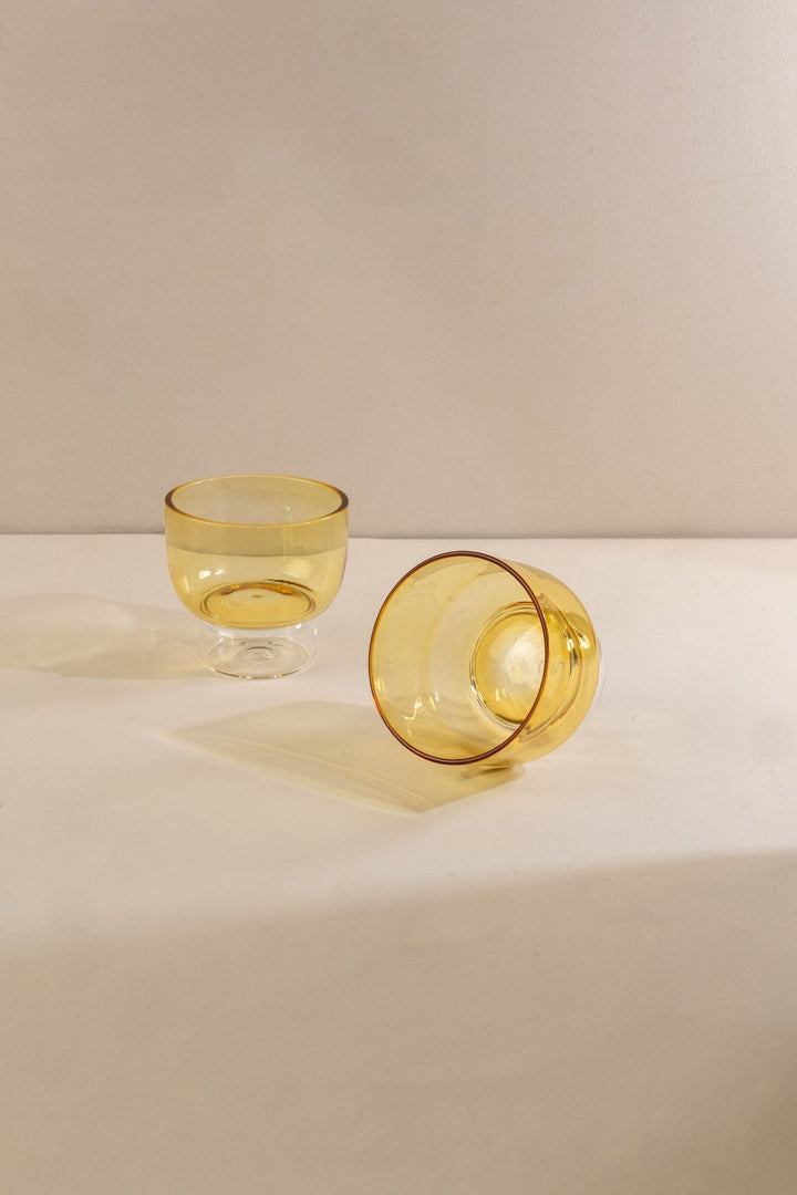 DRINKING GLASSES Flare Yellow Cocktail Glass (Set Of 2)
