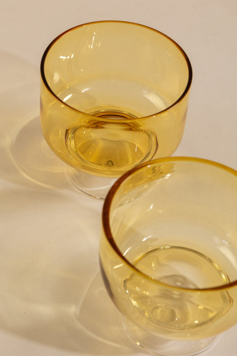 DRINKING GLASSES Flare Yellow Cocktail Glass (Set Of 2)
