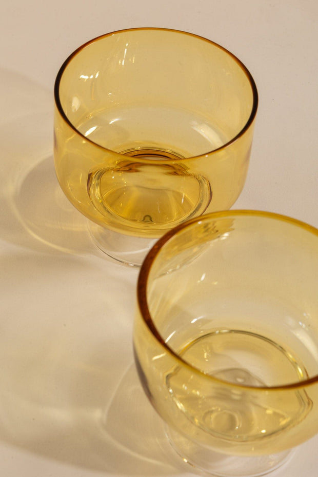 DRINKING GLASSES Flare Yellow Cocktail Glass (Set Of 2)