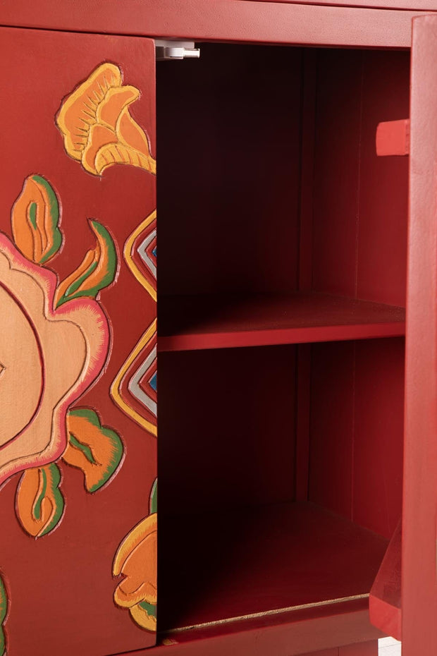 CABINETS Flower Of Life Hand Carved Cabinet