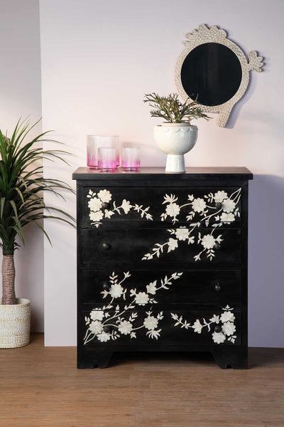 CHEST OF DRAWERS Flower Handcrafted Inlay Chest Of Drawers