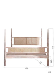 BEDS Four Poster Teak Wood And Wicker Bed