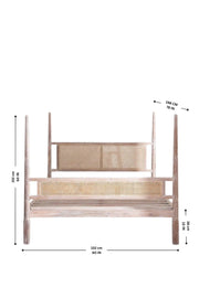 BED Four Poster Wicker Bed (White Wash)