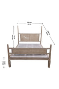 BEDS Four Poster Teak Wood And Wicker Bed White Wash