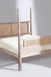 BED Copy of Four Poster Wicker Bed (White Wash)