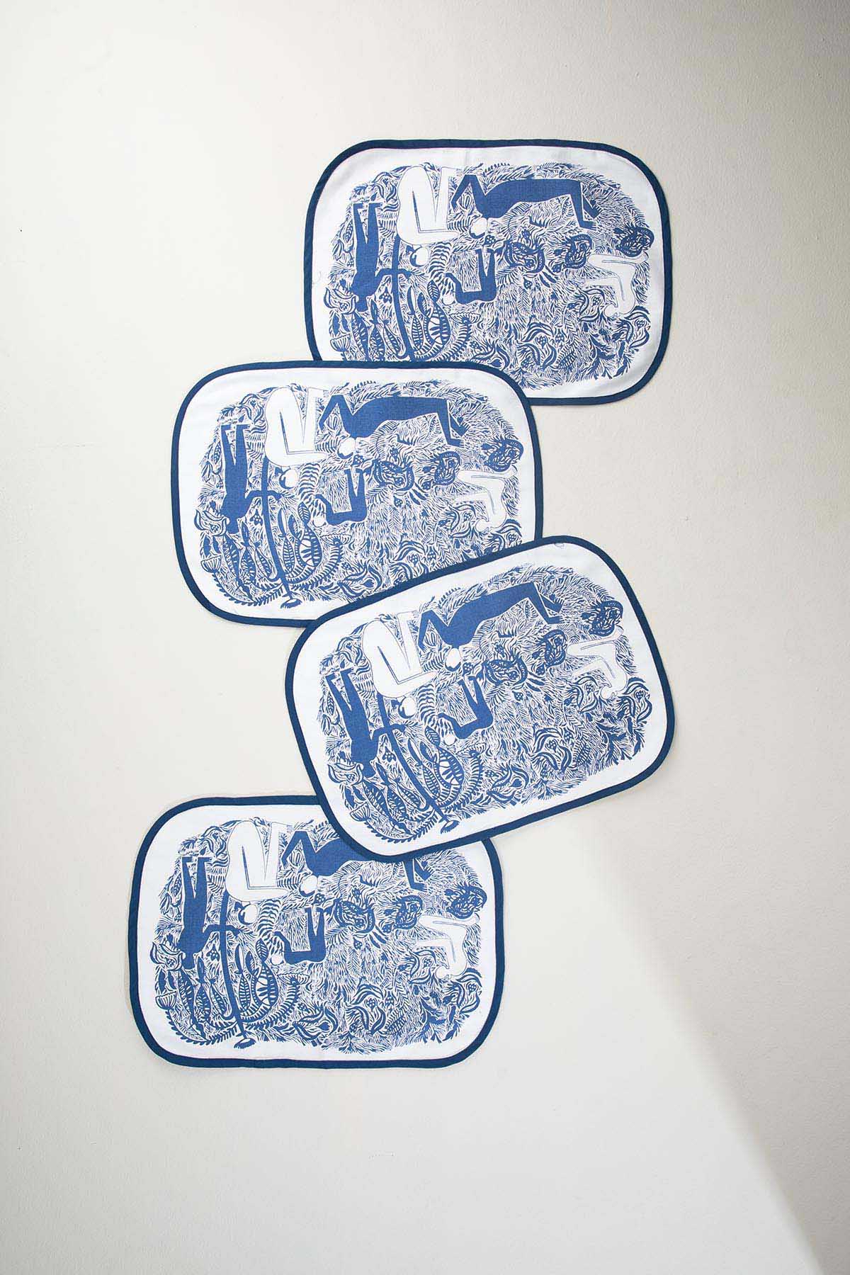 TABLE MATS Fragrant Field  Indigo Table Mat