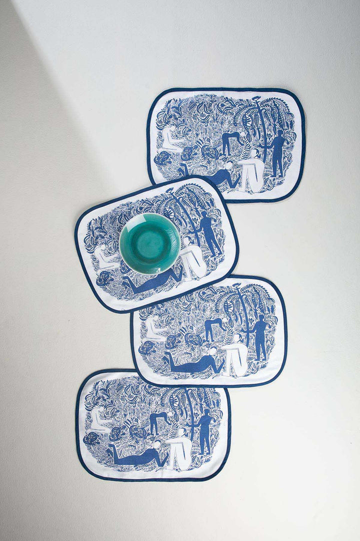 TABLE MATS Fragrant Field  Indigo Table Mat