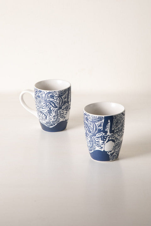 MUGS & CUPS Fragrant Fields Indigo Coffee Mug (Set Of 2)