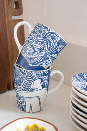 MUGS & CUPS Fragrant Fields Indigo Coffee Mug (Set Of 2)