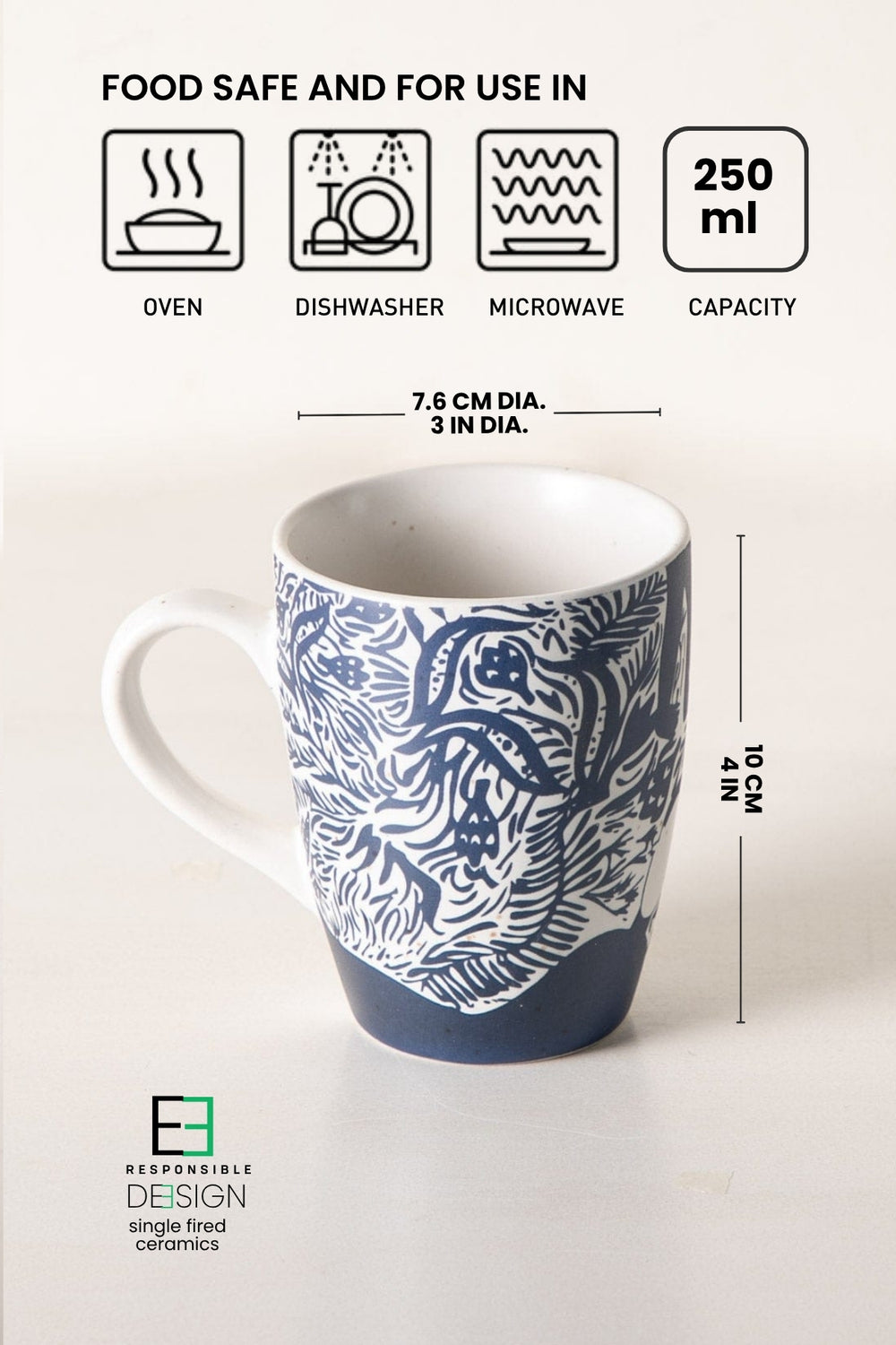 MUGS & CUPS Fragrant Fields Indigo Coffee Mug (Set Of 2)