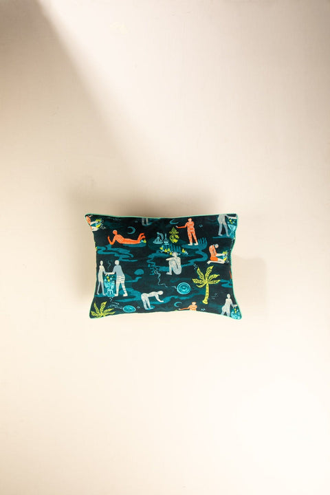 PRINT & PATTERN CUSHIONS Fragrant Journey Lucid Teal Cushion Cover (36 Cm X 50 Cm)