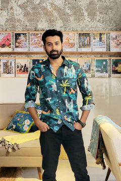 SHIRTS Fragrant Journey Printed Shirt (Lucid Teal)