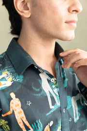 SHIRTS Fragrant Journey Printed Shirt (Lucid Teal)