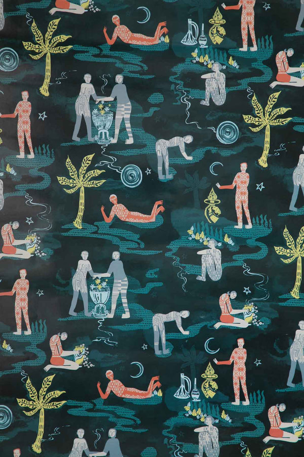 WRAPPING PAPERS Fragrant Journey Flame Teal Gift Wrapping Paper