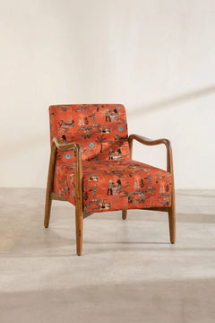 PRINT & PATTERN UPHOLSTERY FABRICS Fragrant Journey Printed Upholstery Fabric (Dusky Red)